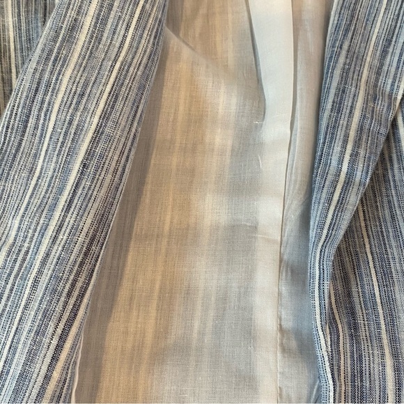 Cynthia Rowley size Small open front blue striped linen blend blazer - Picture 8 of 9